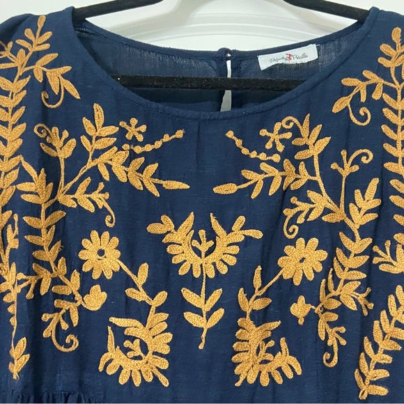 Navy with tan embroidery dress/tunic - Picture 3 of 3